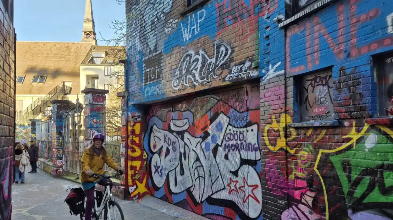 Graffitistraatie in Ghent becomes a bicycle-free street