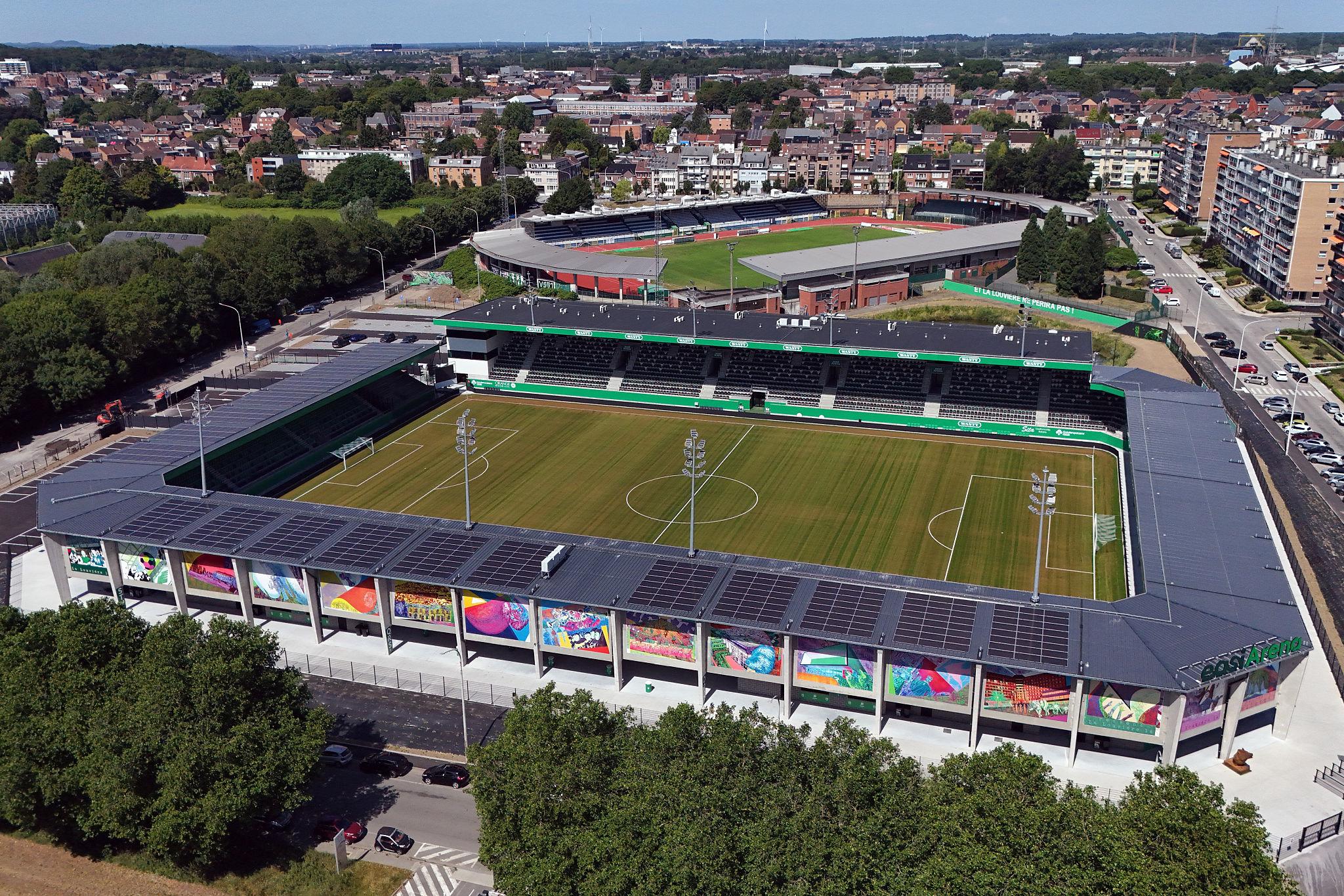 La Louvière vs Mechelen at the football stadium in La Louvière, Belgium