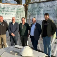 Hasselt Kanaalkom Mayor Vandeput lays scout base stone