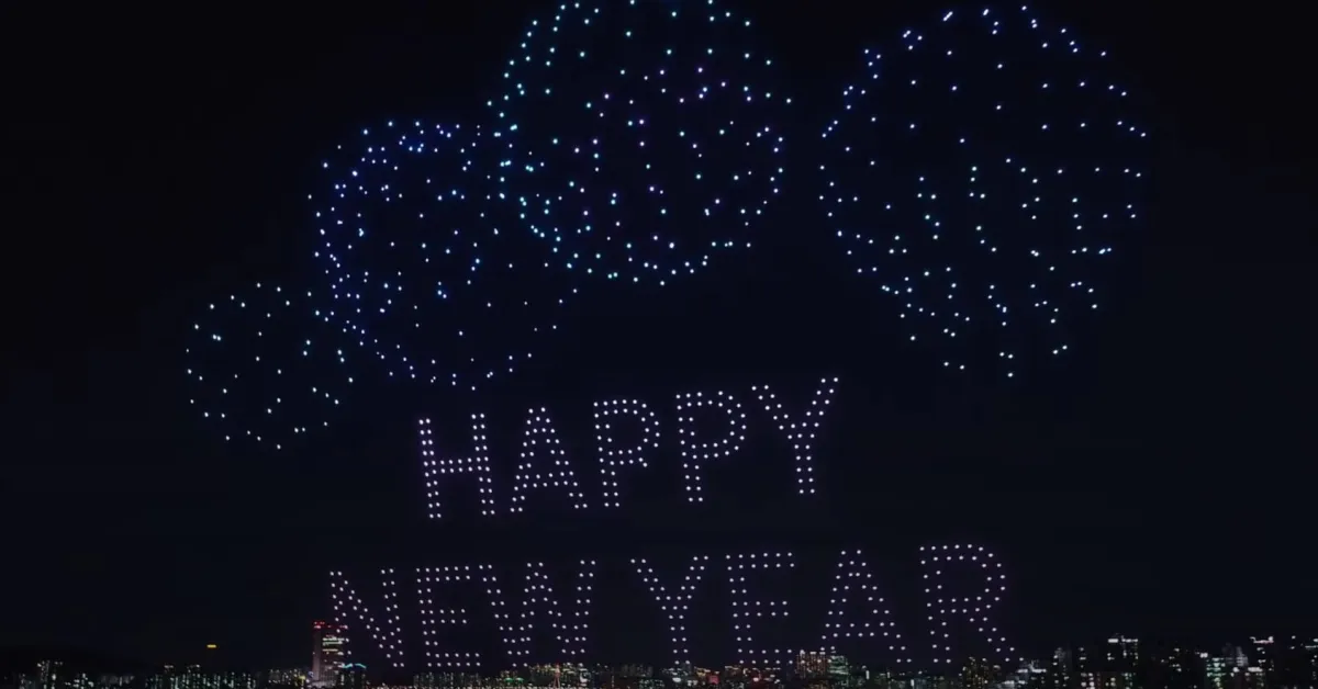 Drone light show during Asia New Year celebrations 2026