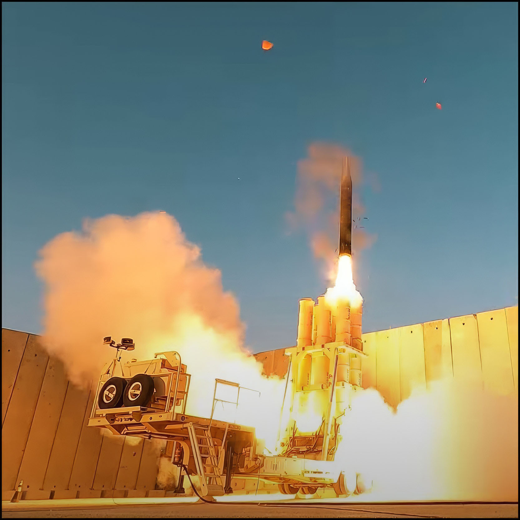 Israel missile defense system intercepts missiles in night sky 2026