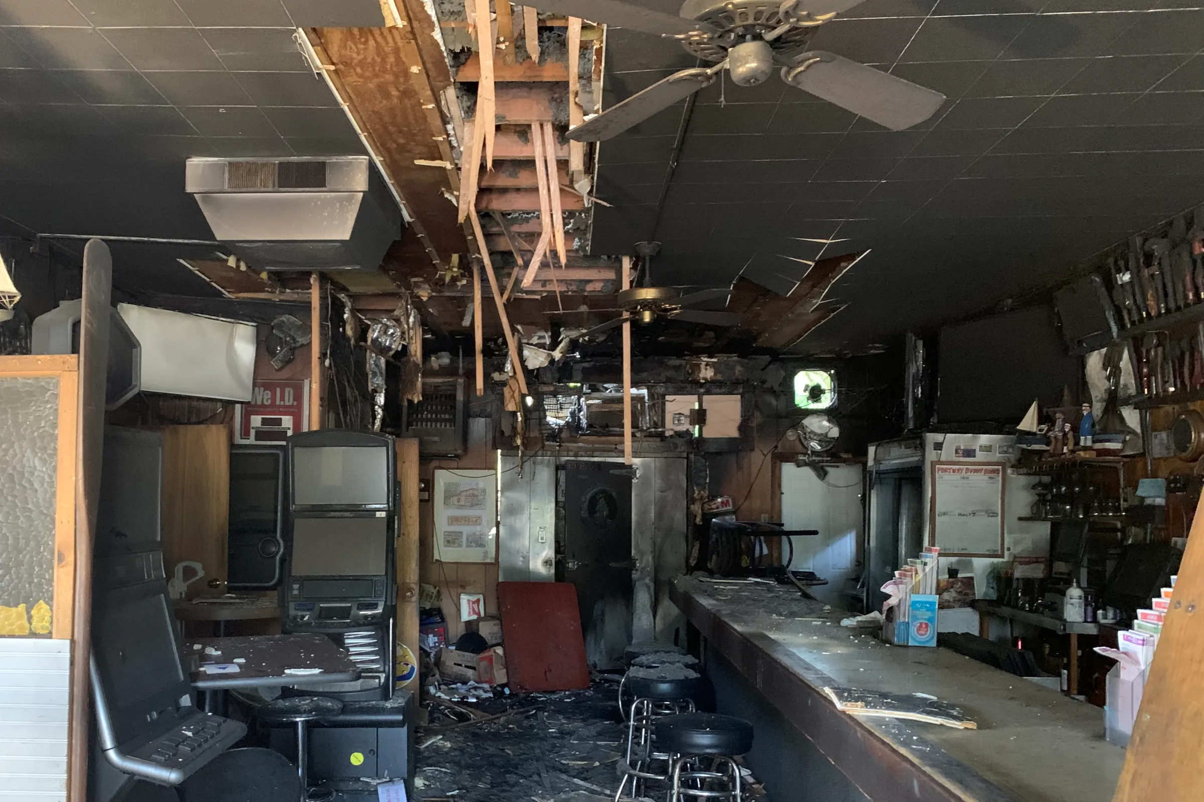 damaged interior examined in Swiss bar fire investigation