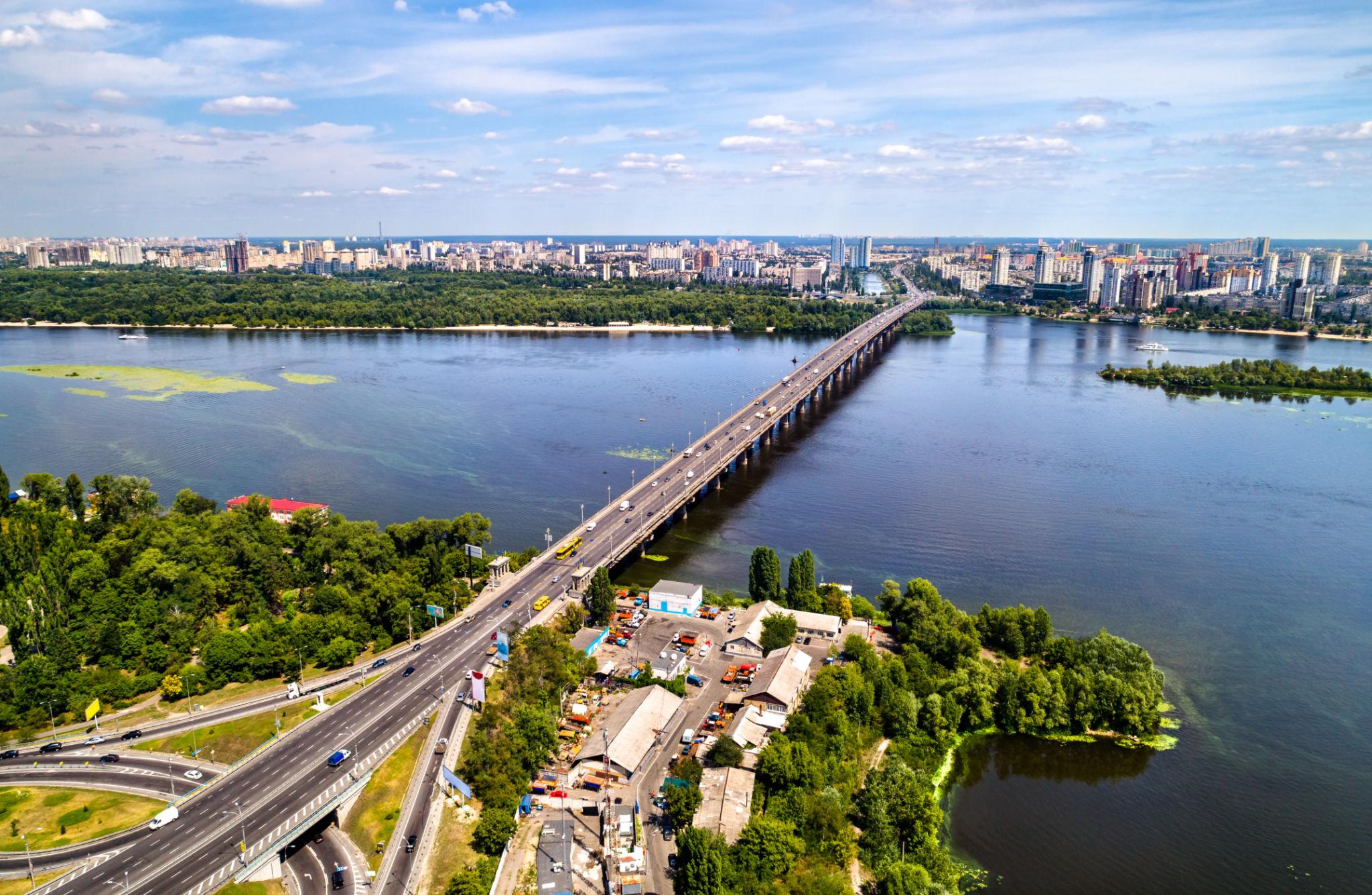 Russian Strikes Kyiv as Pivnichnyi Bridge crosses the Dnipro River