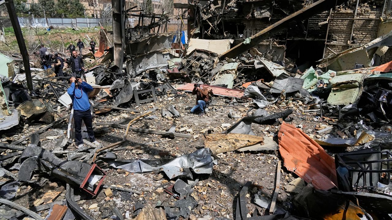 Shahid Beheshti University damage showing destroyed campus buildings in Iran