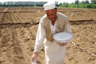 tractor applying fertiliser during fertiliser shortage crisis
