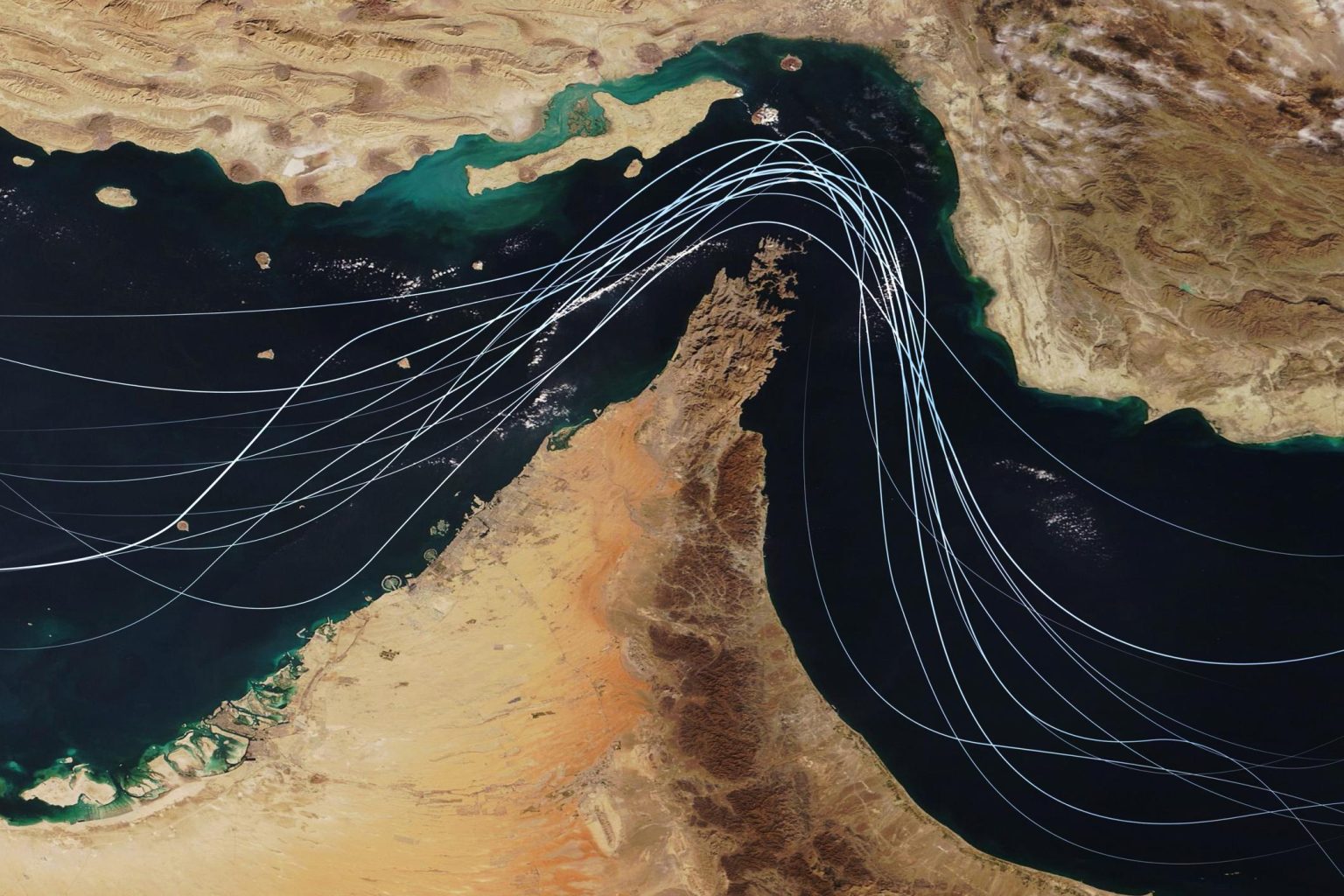 Persian Gulf tanker traffic showing importance of global oil supply stability