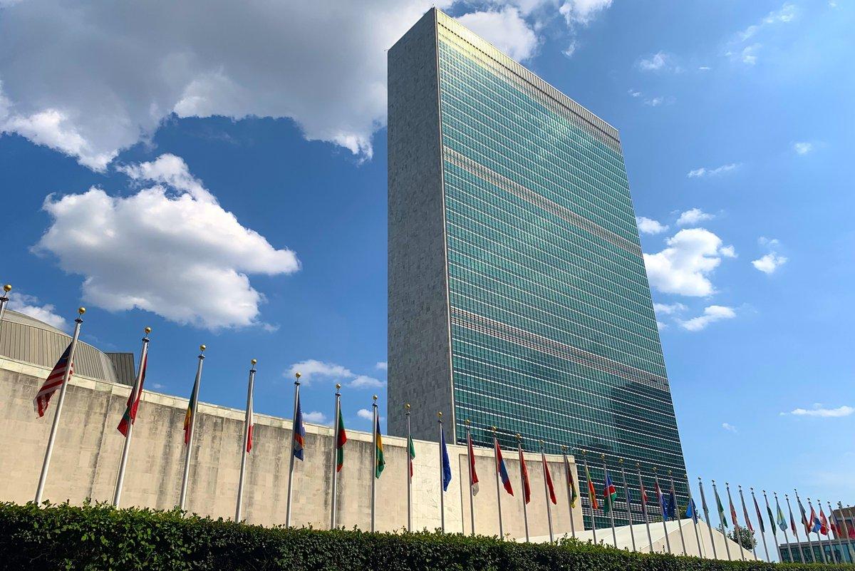 United Nations Headquarters in New York during Trump Iran warning debate