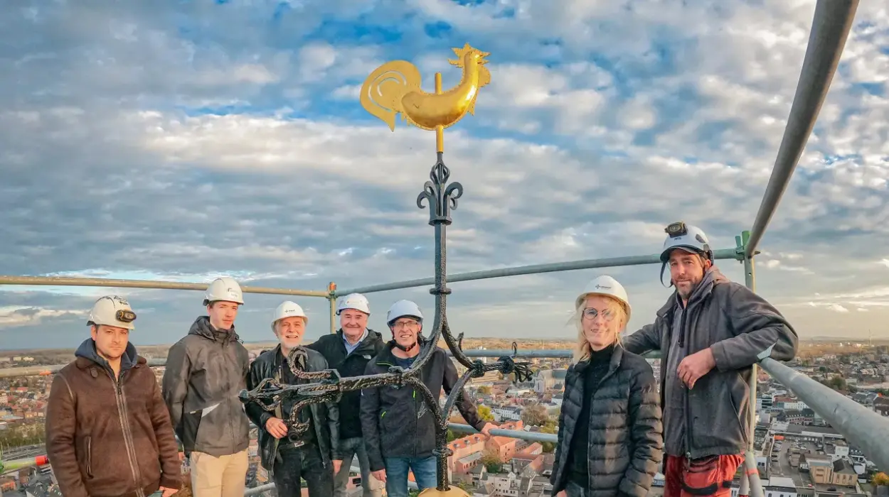 Karim Van Overmeire climbs 80 meters to restore Aalst's historic Saint Joseph Church
