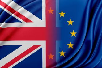 UK and EU flags symbolizing debate on Britain returning to EU