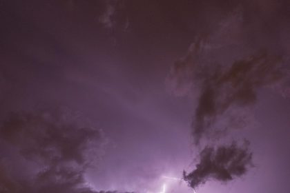 France storm alert with lightning during severe weather in France