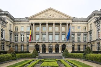Belgian Federal Parliament in Brussels during Belgian budget talks