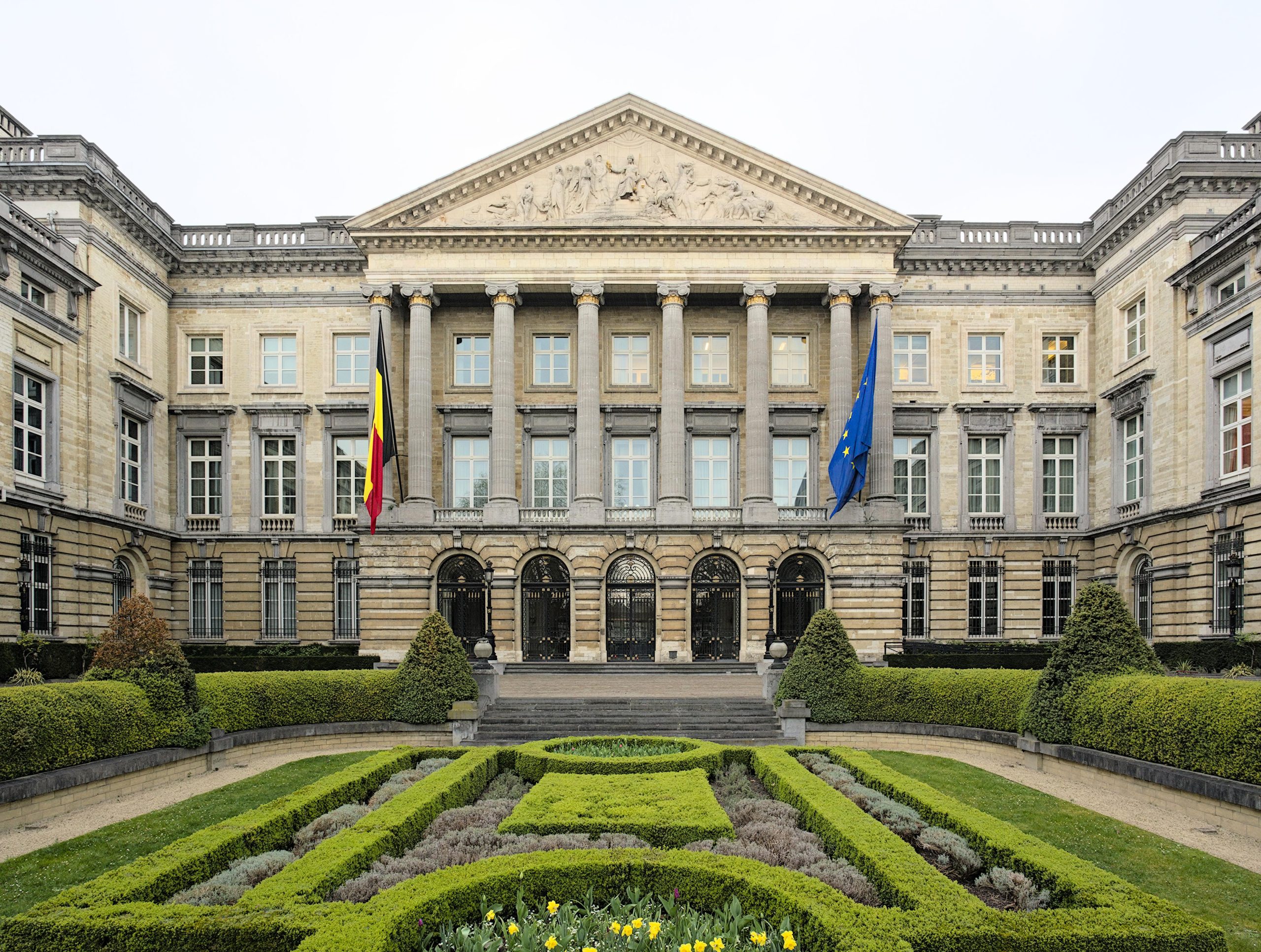 Belgian Federal Parliament in Brussels during Belgian budget talks