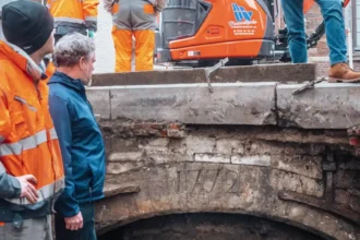 Mechelen stone bridge from 1772 found during canal project