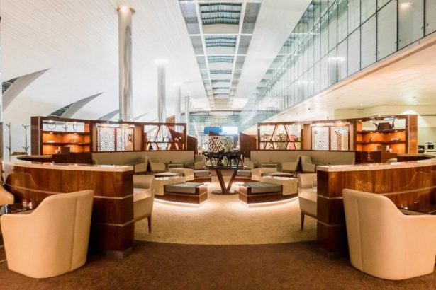Emirates Lounges luxury seating area for Business and First Class travelers