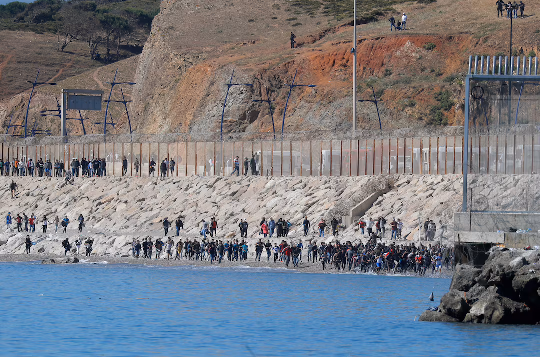 EU border controls at the Ceuta-Morocco border fence
