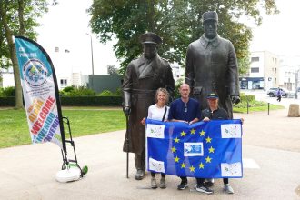 Campaigners walking from London to Brussels supporting UK rejoin European Union efforts