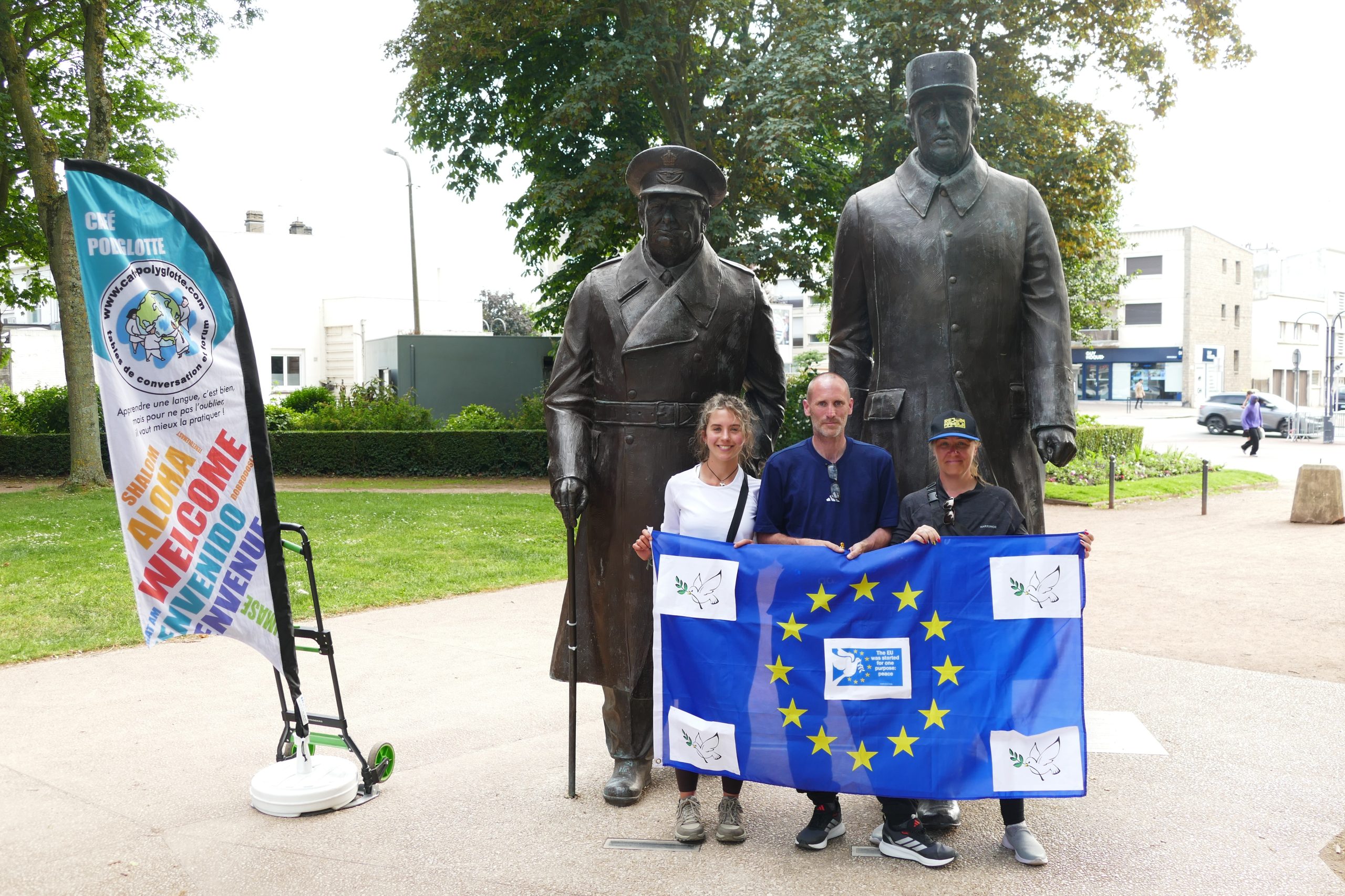 Campaigners walking from London to Brussels supporting UK rejoin European Union efforts