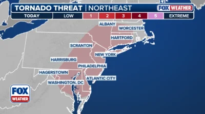 New York City, Philadelphia, Washington Face Tornado Threat Amid Heavy Rain and Severe Storms