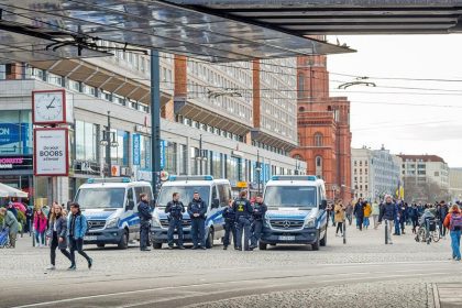 German police securing Berlin Pride attack scene