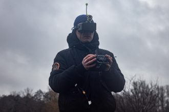 Ukraine drone warfare command center monitoring real-time aerial combat missions