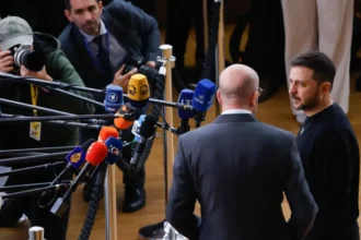 President Volodymyr Zelensky arrives at EU Council