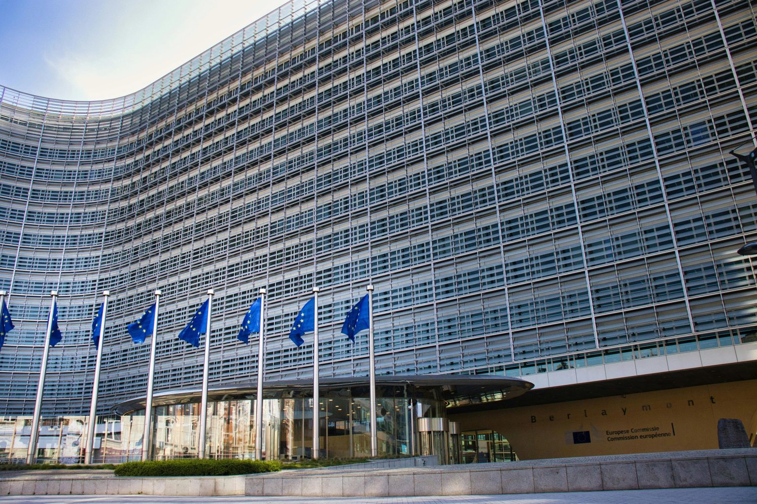 X €120m fine dispute as EU flags fly outside the European Commission in Brussels