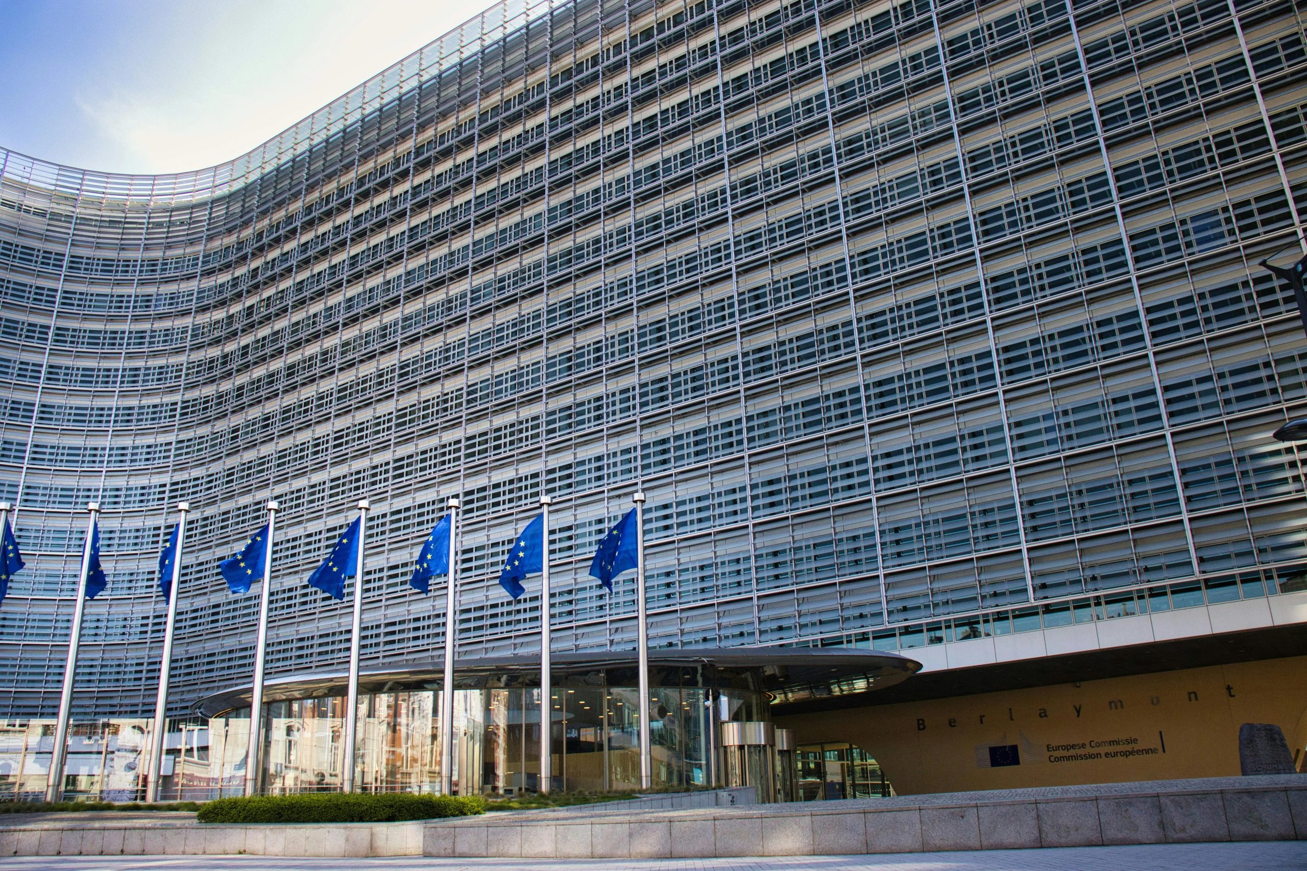 X €120m fine dispute as EU flags fly outside the European Commission in Brussels