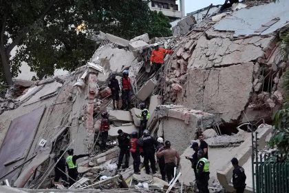 Damaged apartment buildings following the Venezuela quake response operation