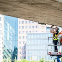 Routine bridge inspection in Ghent
