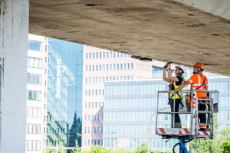 Routine bridge inspection in Ghent