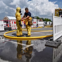 Zaporizhia attack aftermath with damaged buildings