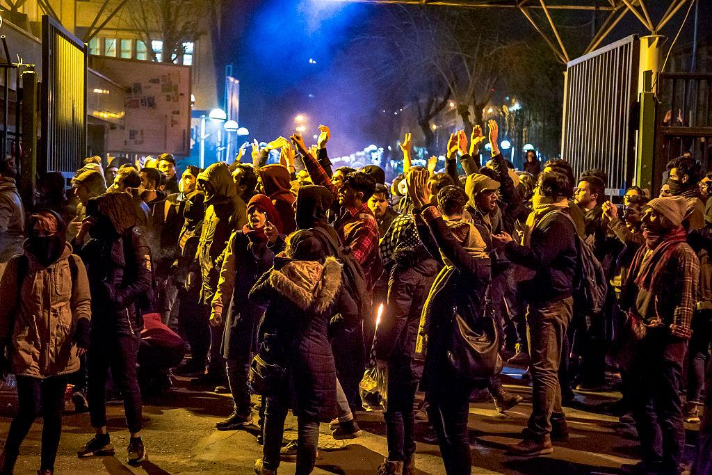 Students gathering during Iranian student protests on Tehran campus