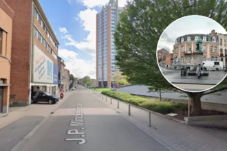 Temporary waste bin sparks controversy near Leuven statue