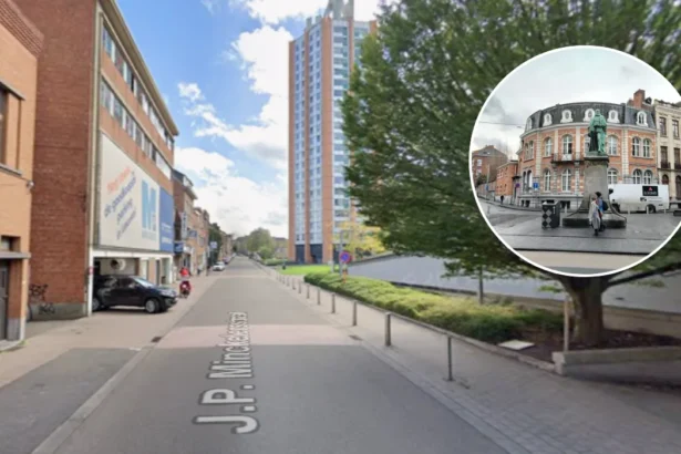 Temporary waste bin sparks controversy near Leuven statue