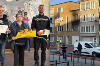 Tis Houwen and Nico Serlez were honored with the Carnegie medal for fire rescue in Ostend 