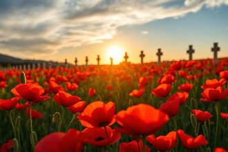 Red poppy flowers symbolising remembrance ahead of the Belgian Poppy Appeal in Antwerp.