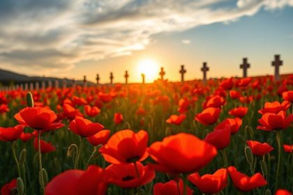 Red poppy flowers symbolising remembrance ahead of the Belgian Poppy Appeal in Antwerp.