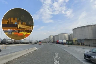 Truck Overturns at Antwerp’s North Sea Terminal; Driver Rescued by Fire Crews