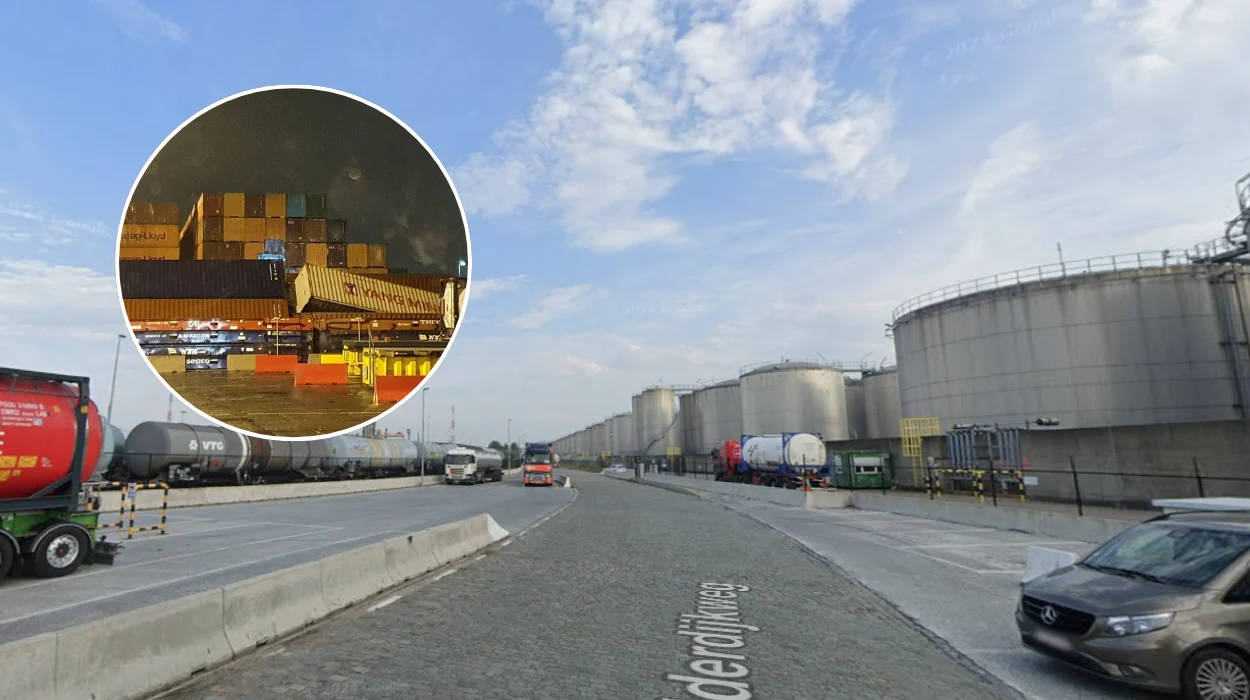 Truck Overturns at Antwerp’s North Sea Terminal; Driver Rescued by Fire Crews