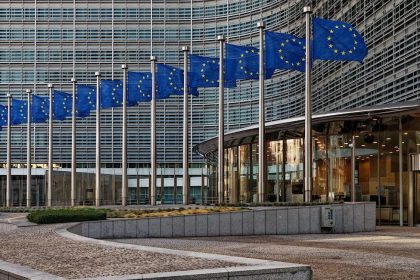 European Union flag outside the European Parliament in Brussels