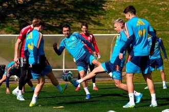 Spain national football team training before World Cup final