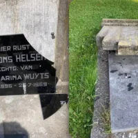 Vandalism strikes Geel cemetery Marcel Helen finds grandfather's grave damaged