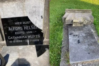 Vandalism strikes Geel cemetery Marcel Helen finds grandfather's grave damaged