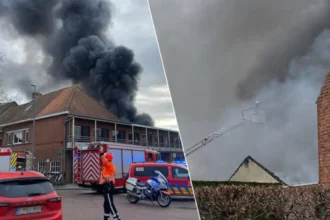 Warehouse fire in Sint-Michiels