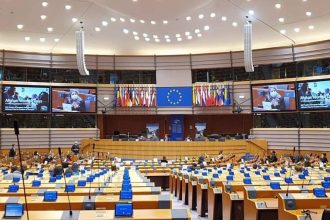 Taliban delegation arriving for talks at EU headquarters in Brussels