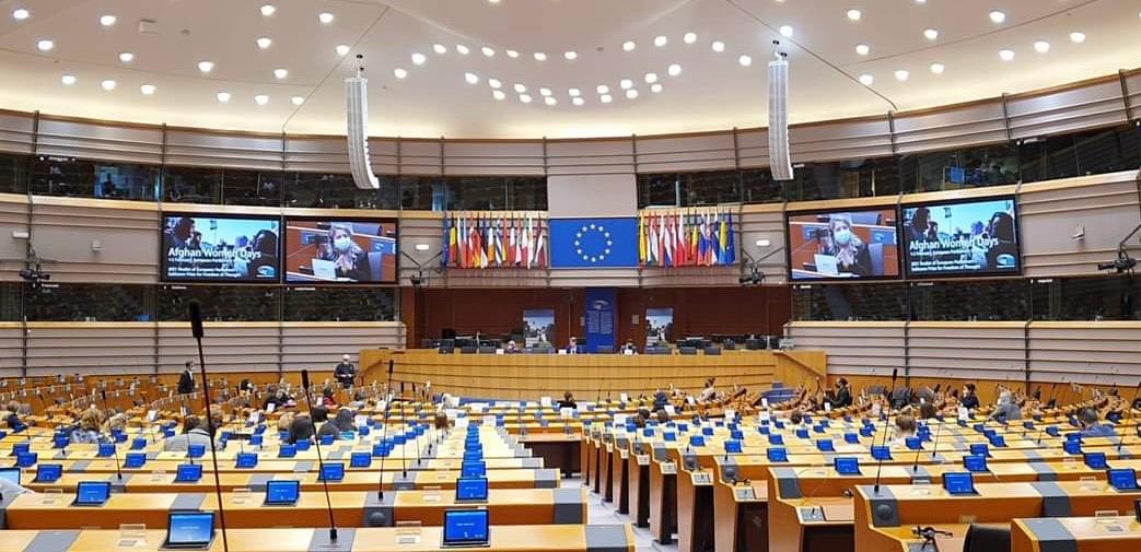 Taliban delegation arriving for talks at EU headquarters in Brussels
