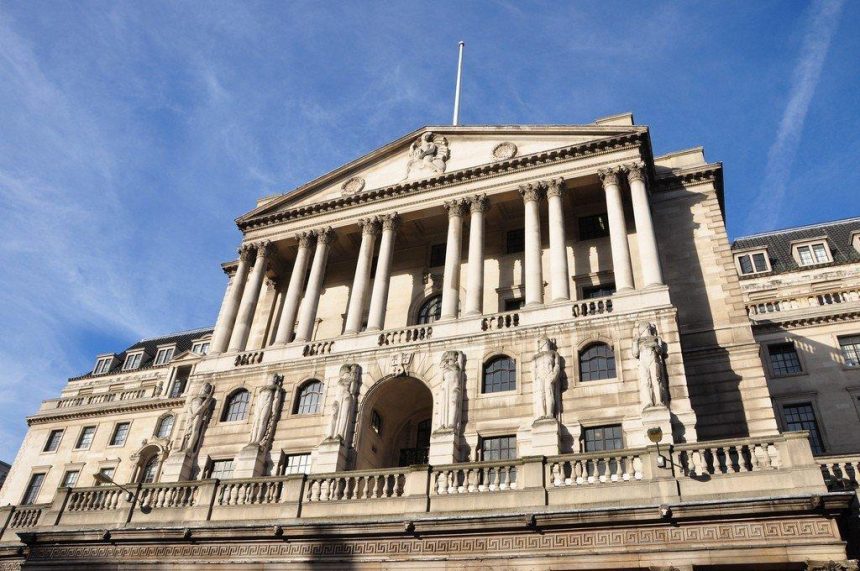 Bank of England in London as government debt pressures raise borrowing concerns