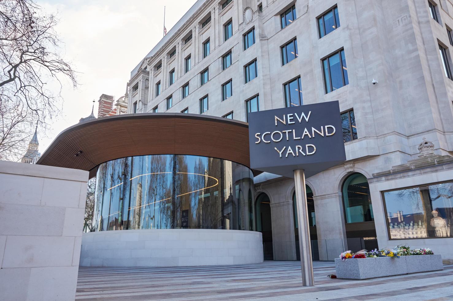 New Scotland Yard headquarters during major police investigation