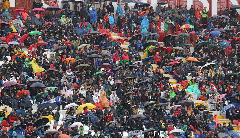 Germany Curacao fans gather with umbrellas before an international football match in Cincinnati 2026