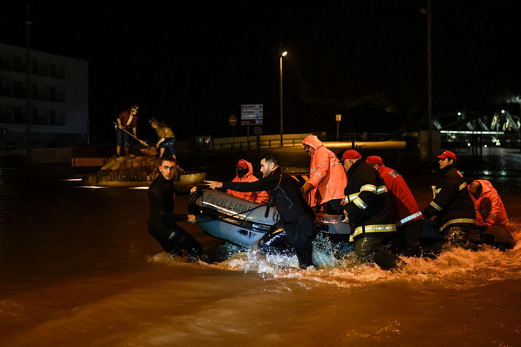 River overflow in Portugal during Storm Leonardo Portugal Spain